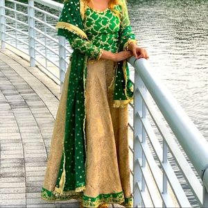 Green and Gold Lehenga